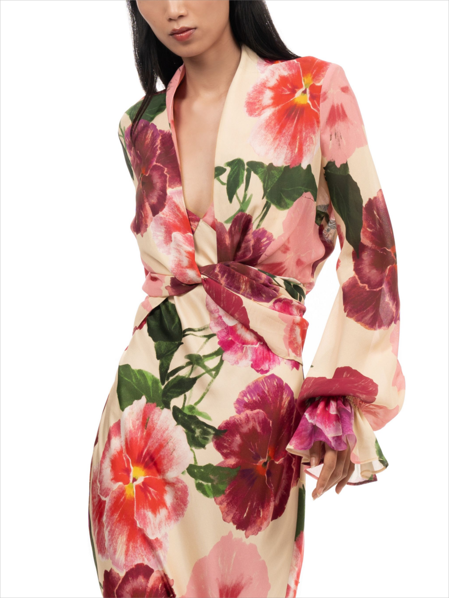 V-neck Elegant Fashion Flower Dress