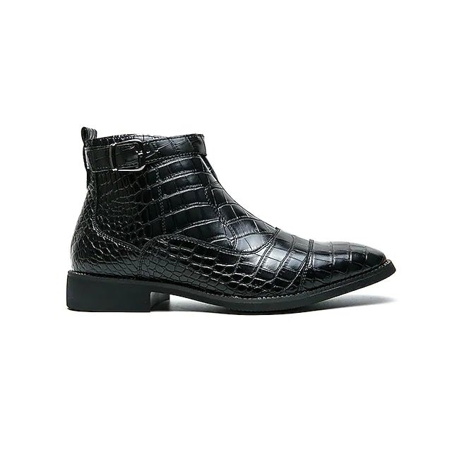 Men's  Chelsea Crocodile Pattern Vintage Boots