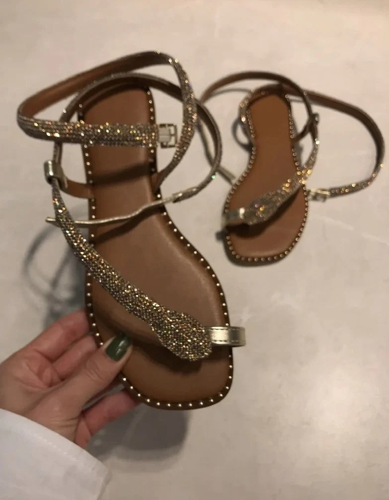 Glitter Rhinestone Snake Sandals