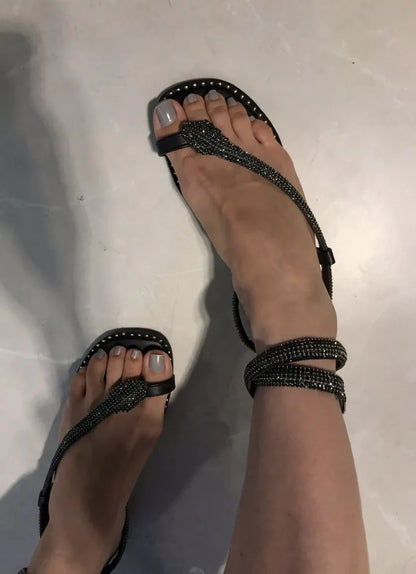 Glitter Rhinestone Snake Sandals