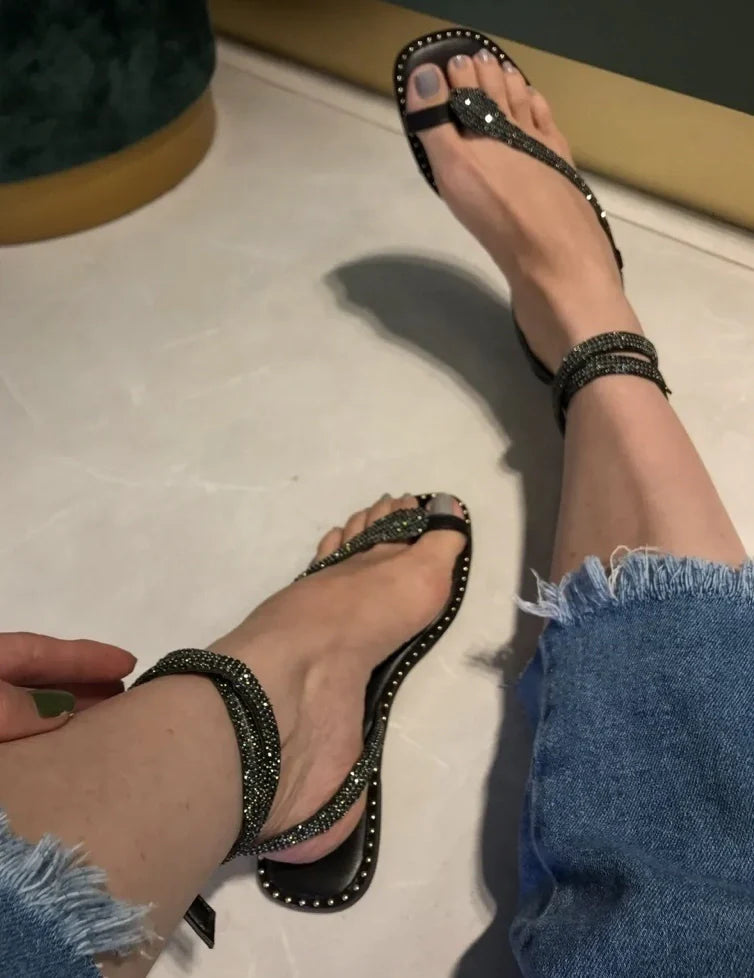 Glitter Rhinestone Snake Sandals