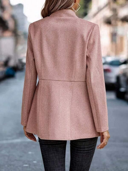 Modern Pink Plain Long Sleeve Blazer Jacket