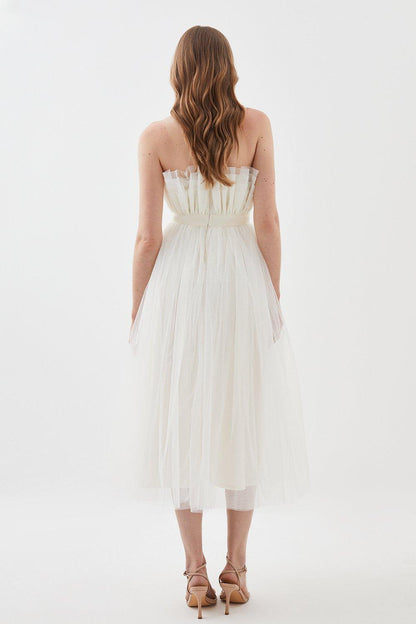 Corseted Tulle Midi Dress