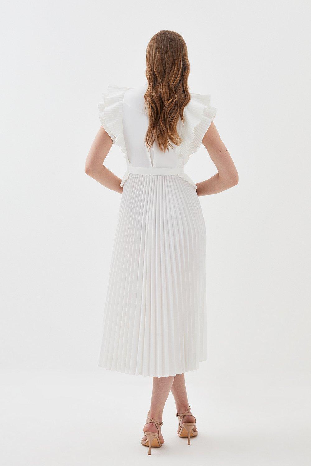 ( Free Shipping🛒) Cotton Pleated Detail Woven Midi Dress