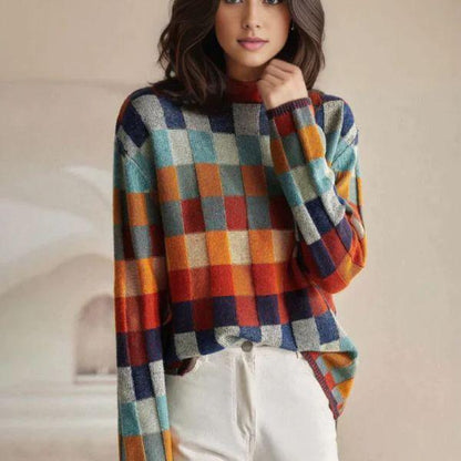 Cashmere Chic Patchwork Turtleneck Sweater