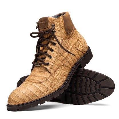 Marco Di Milano Leoni Caiman Crocodile Lace Up Boots