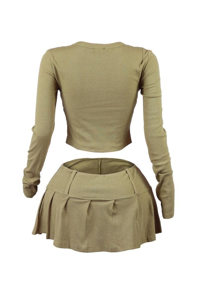 Cozy Moments Ribbed Cut Out Top & Skort SET