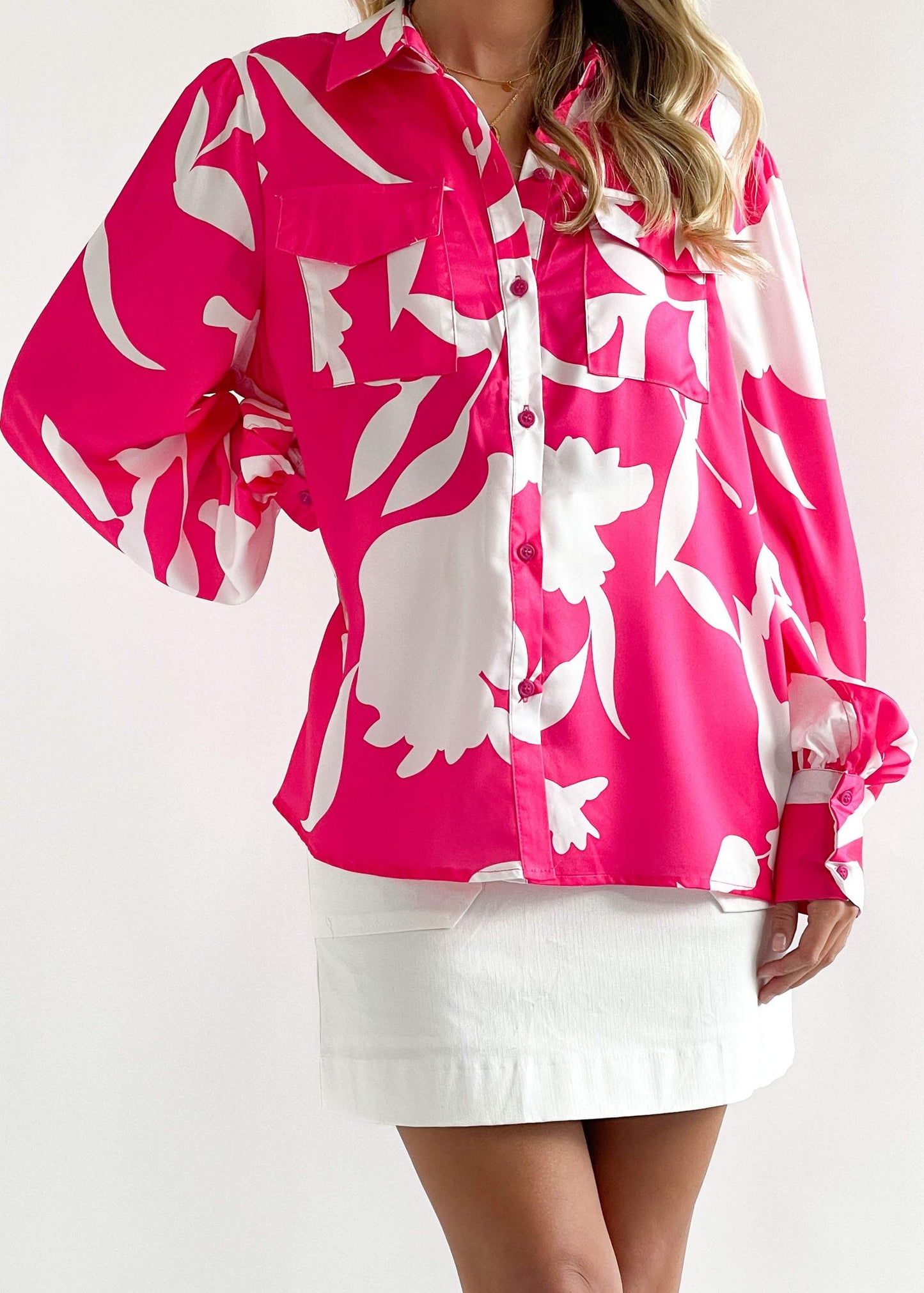 Jarron Shirt - Pink Leaf