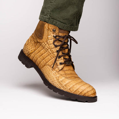 Marco Di Milano Leoni Caiman Crocodile Lace Up Boots