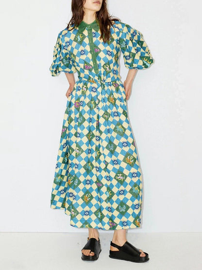 Green Printed Shirt Dress