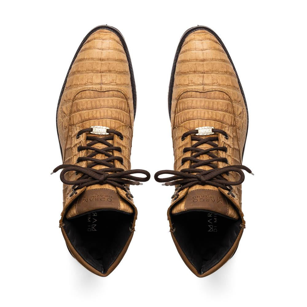 Marco Di Milano Leoni Caiman Crocodile Lace Up Boots