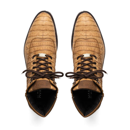 Marco Di Milano Leoni Caiman Crocodile Lace Up Boots