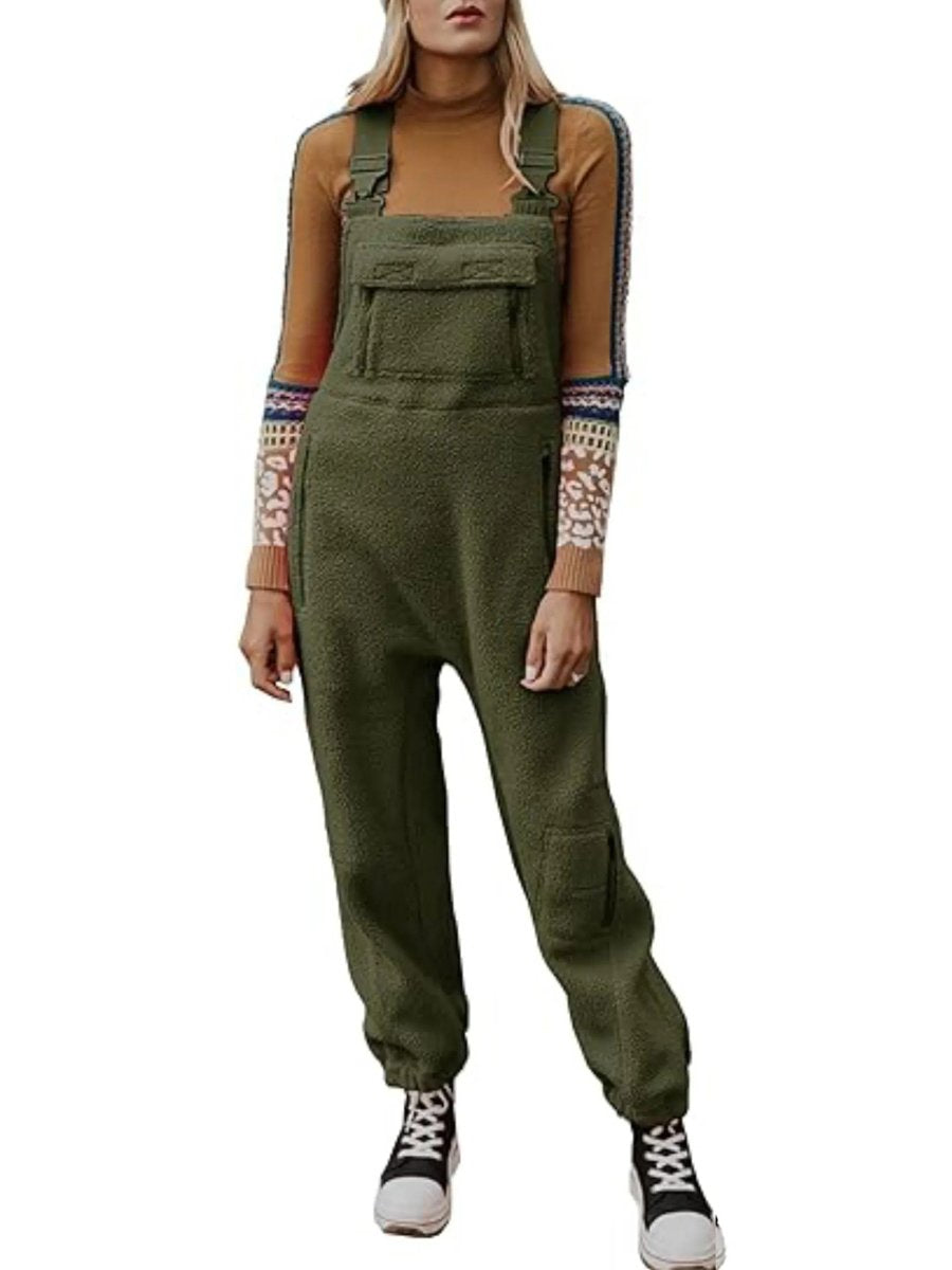 Lamb Fleece Loose Overalls