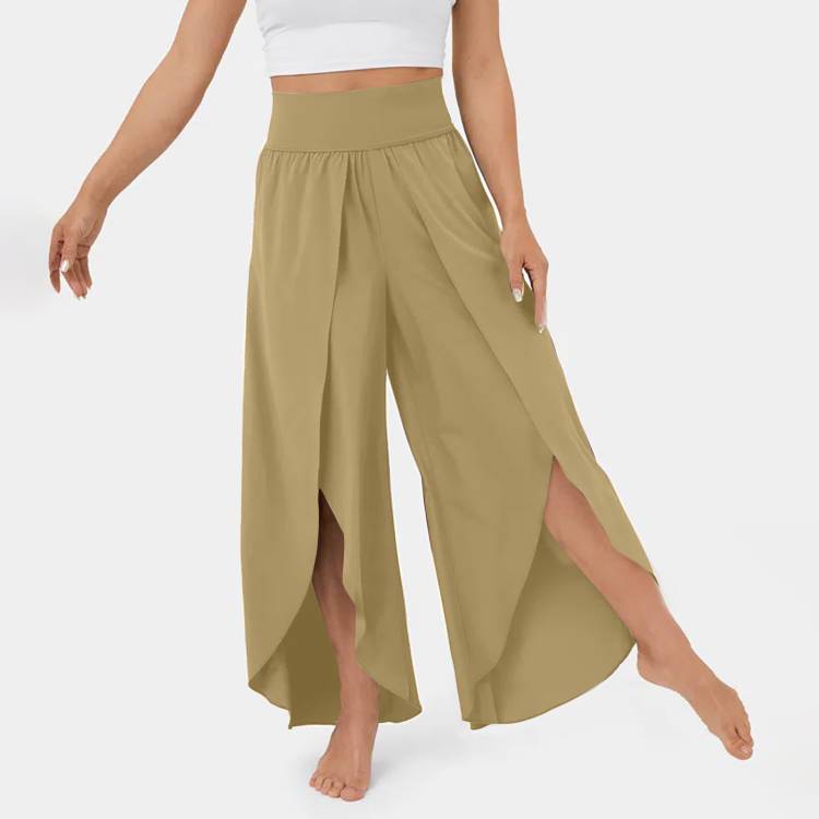 High Waisted Split Wide Leg Quick Dry Casual Pants