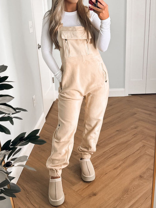 Lamb Fleece Loose Overalls