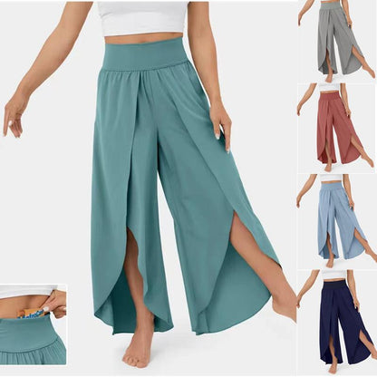 High Waisted Split Wide Leg Quick Dry Casual Pants