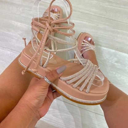 Shiny Strap Platform Sandals