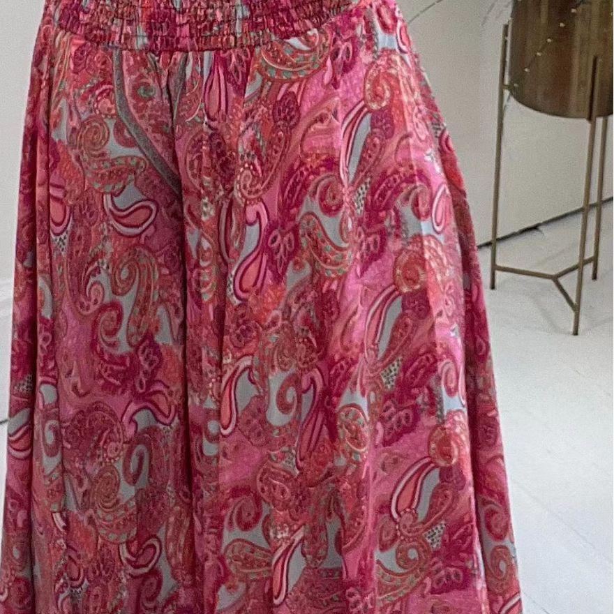 Ethnic Style Paisley Print Elasticized Patchwork Waist Lightweight Pants