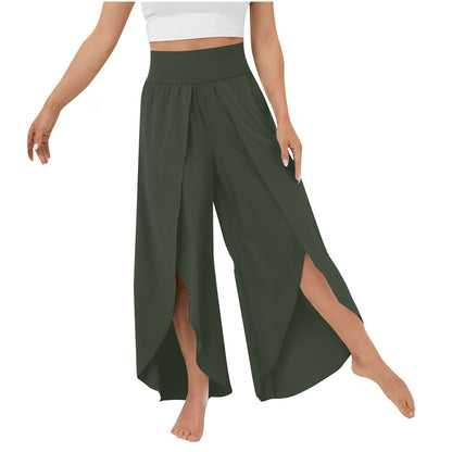 High Waisted Split Wide Leg Quick Dry Casual Pants