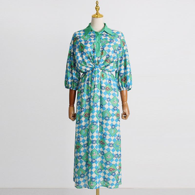 Green Printed Shirt Dress