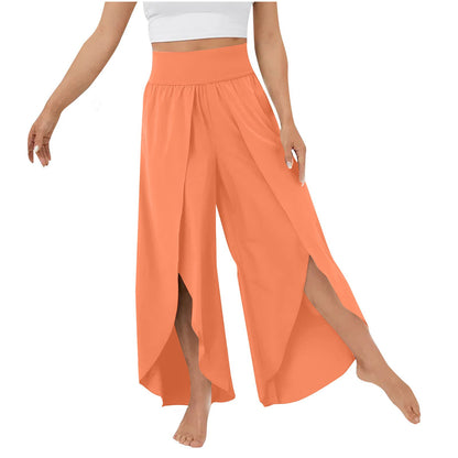 High Waisted Split Wide Leg Quick Dry Casual Pants