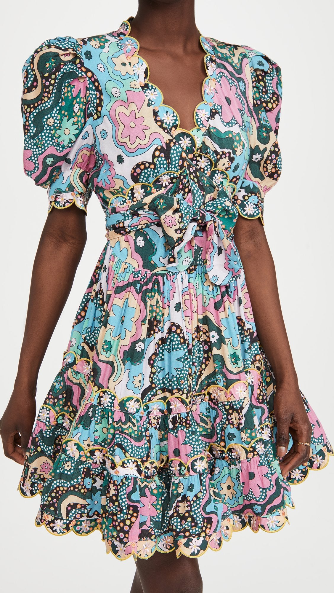 Printed Ruffle Mini Dress