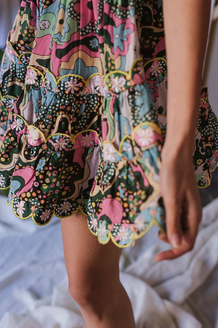 Printed Ruffle Mini Dress