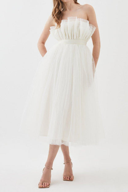 Corseted Tulle Midi Dress