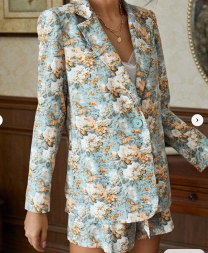 Floral Suit Shorts Set