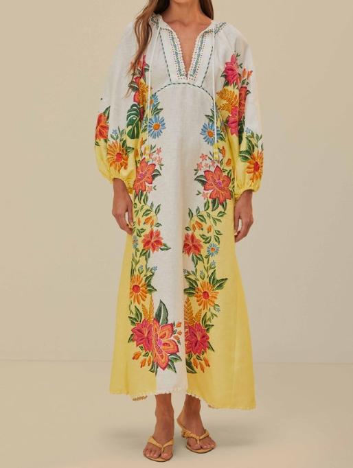 SS24 Floral Linen Maxi Dress