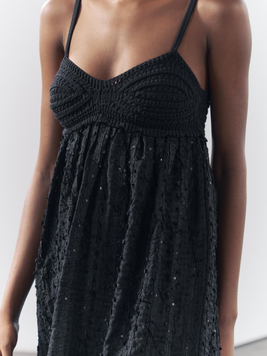 Combined Sequin Knit Dress