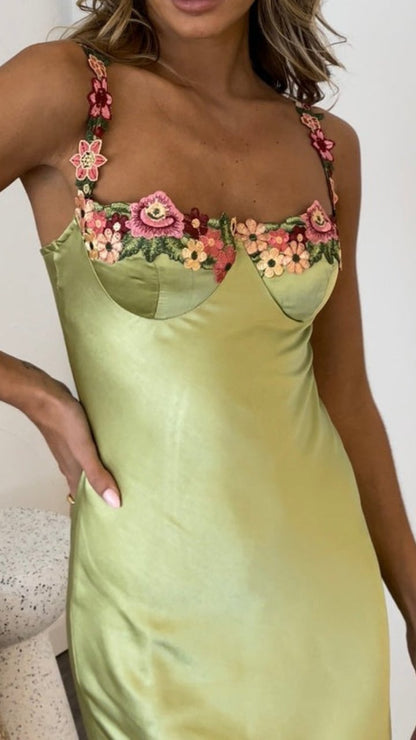 Kyloma Dress - Lime Flower