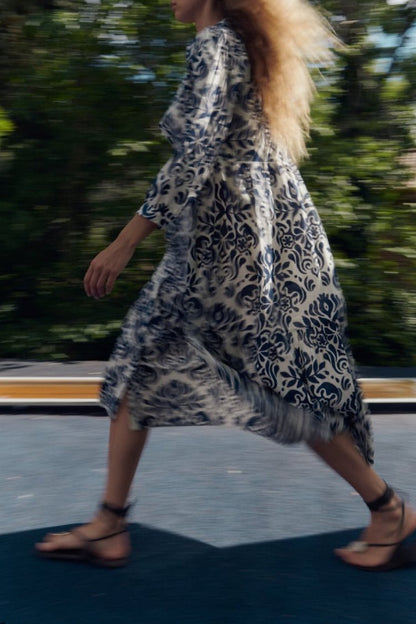 PRINTED MIDI DRESS