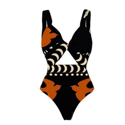 Vintage Printed Mesh Swimsuit