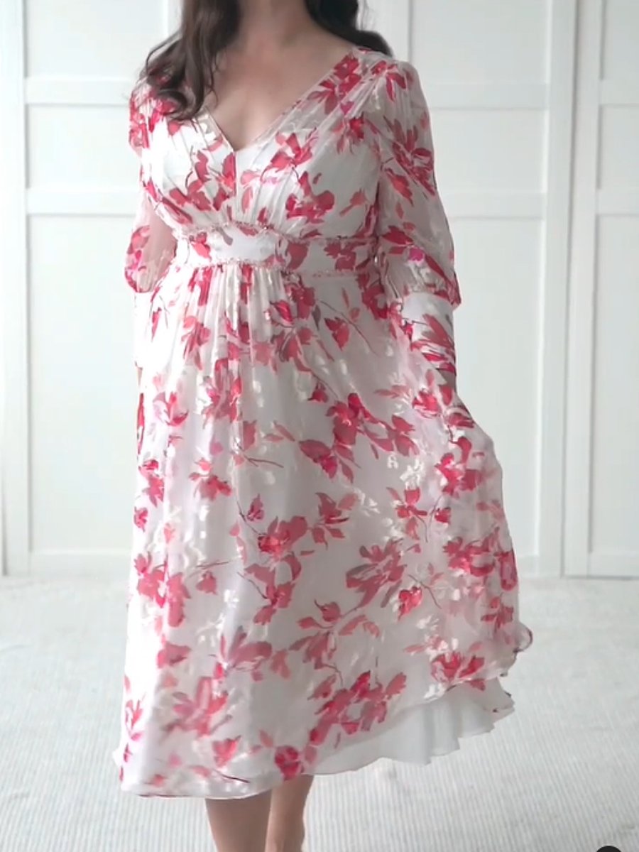 Chiffon Floral  A-line Dress