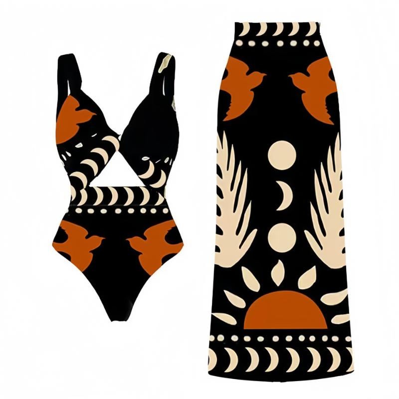 Vintage Printed Mesh Swimsuit