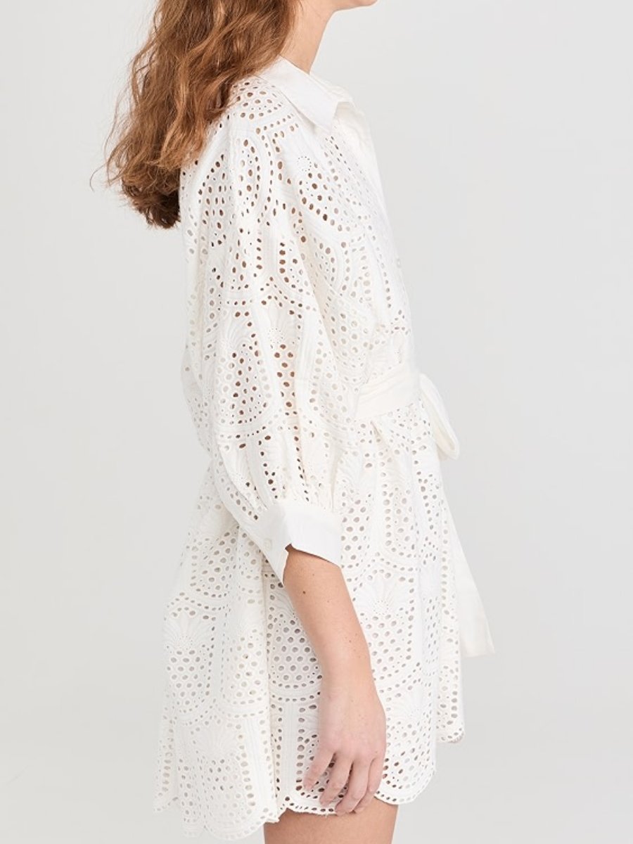 SS2024 V-neck Eyelet Dress