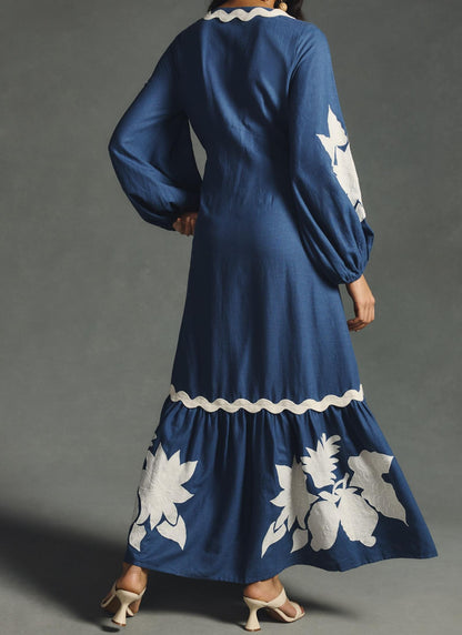 Printed Long Sleeves Maxi Dress