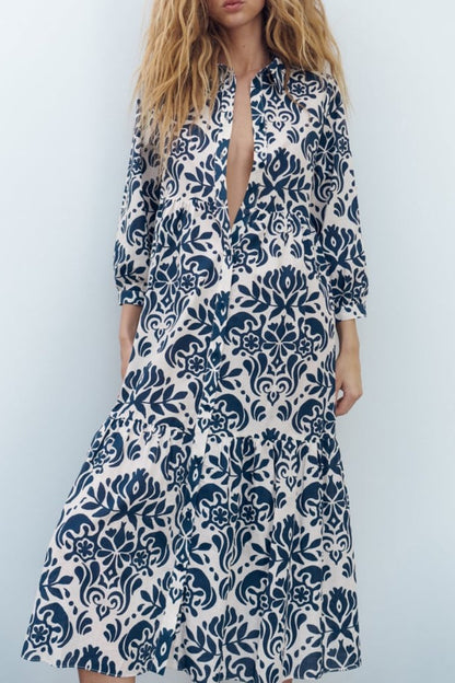 PRINTED MIDI DRESS