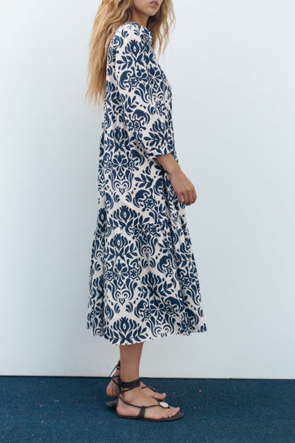 PRINTED MIDI DRESS