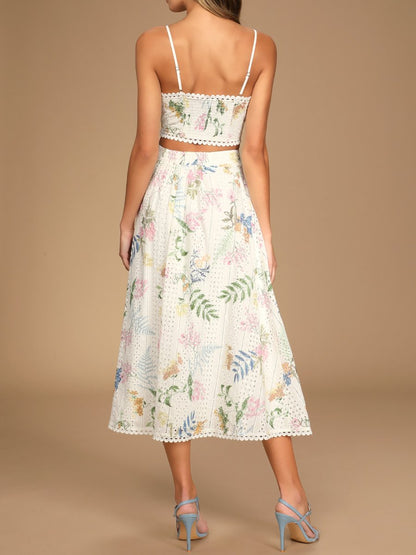 Floral Embroidered Two-Piece Dress