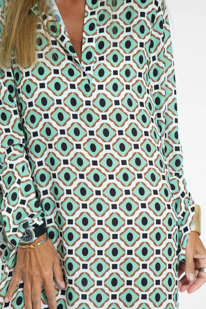 Green Printed H-line Maxi Dress