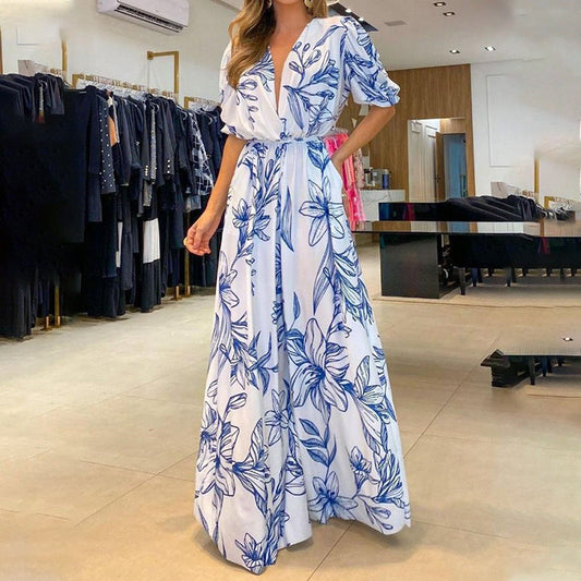 Pure Elegance Blue Floral Jumpsuit