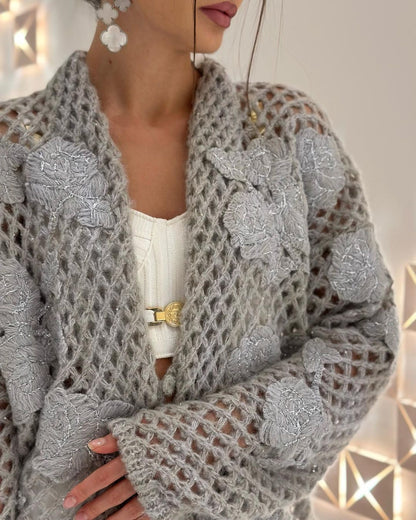 Hand-knitted Openwork Cardigan