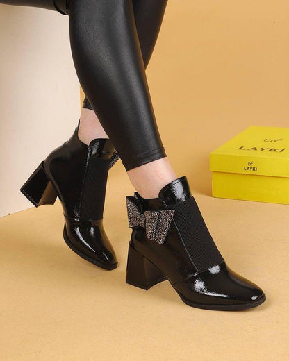 Rogan Leather Stone Heel Boots