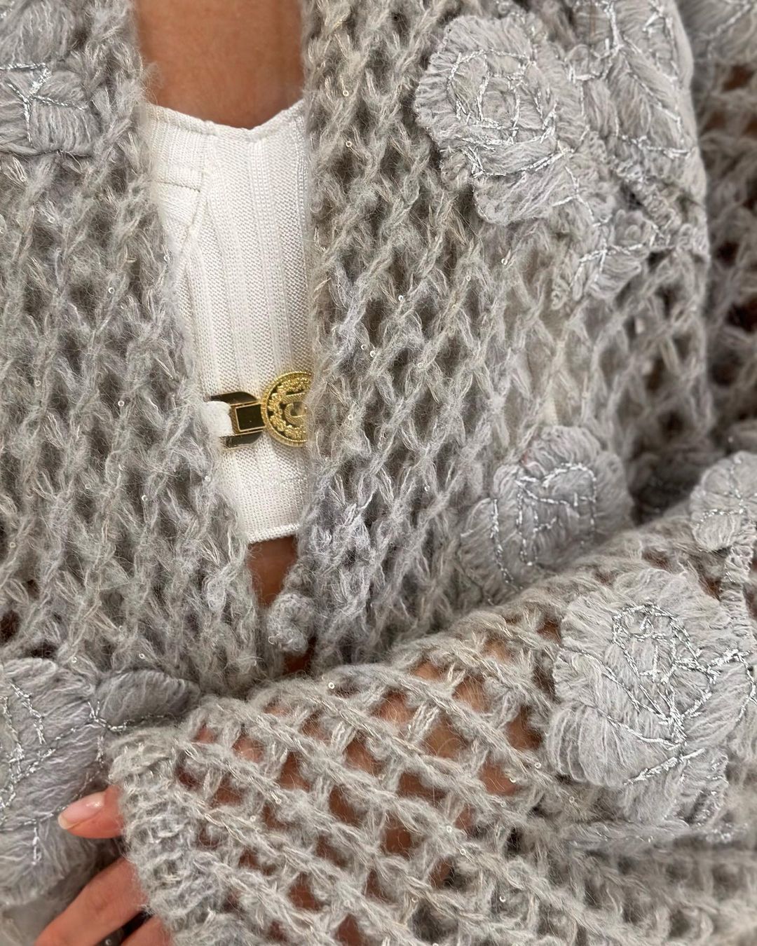 Hand-knitted Openwork Cardigan