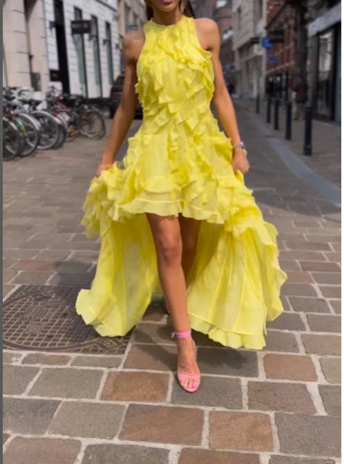 Yellow Tassel Sleeveless Maxi Dress