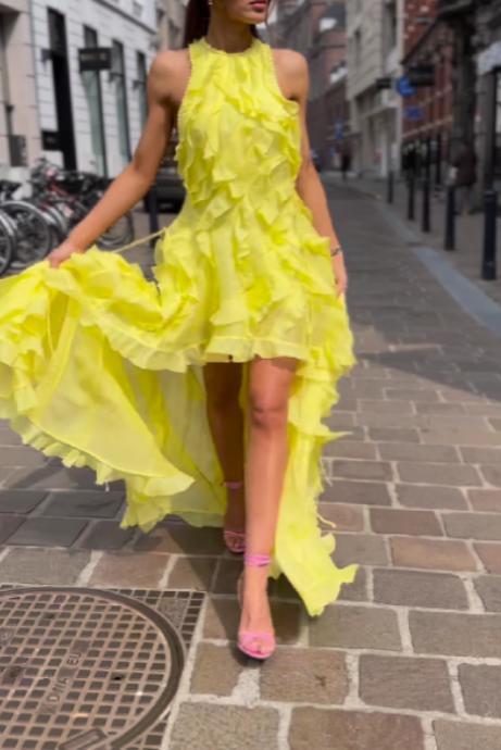 Yellow Tassel Sleeveless Maxi Dress