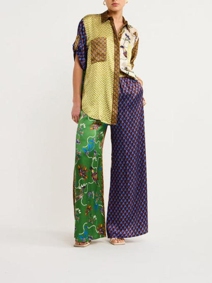 Multicolor Birdie Spliced Pant