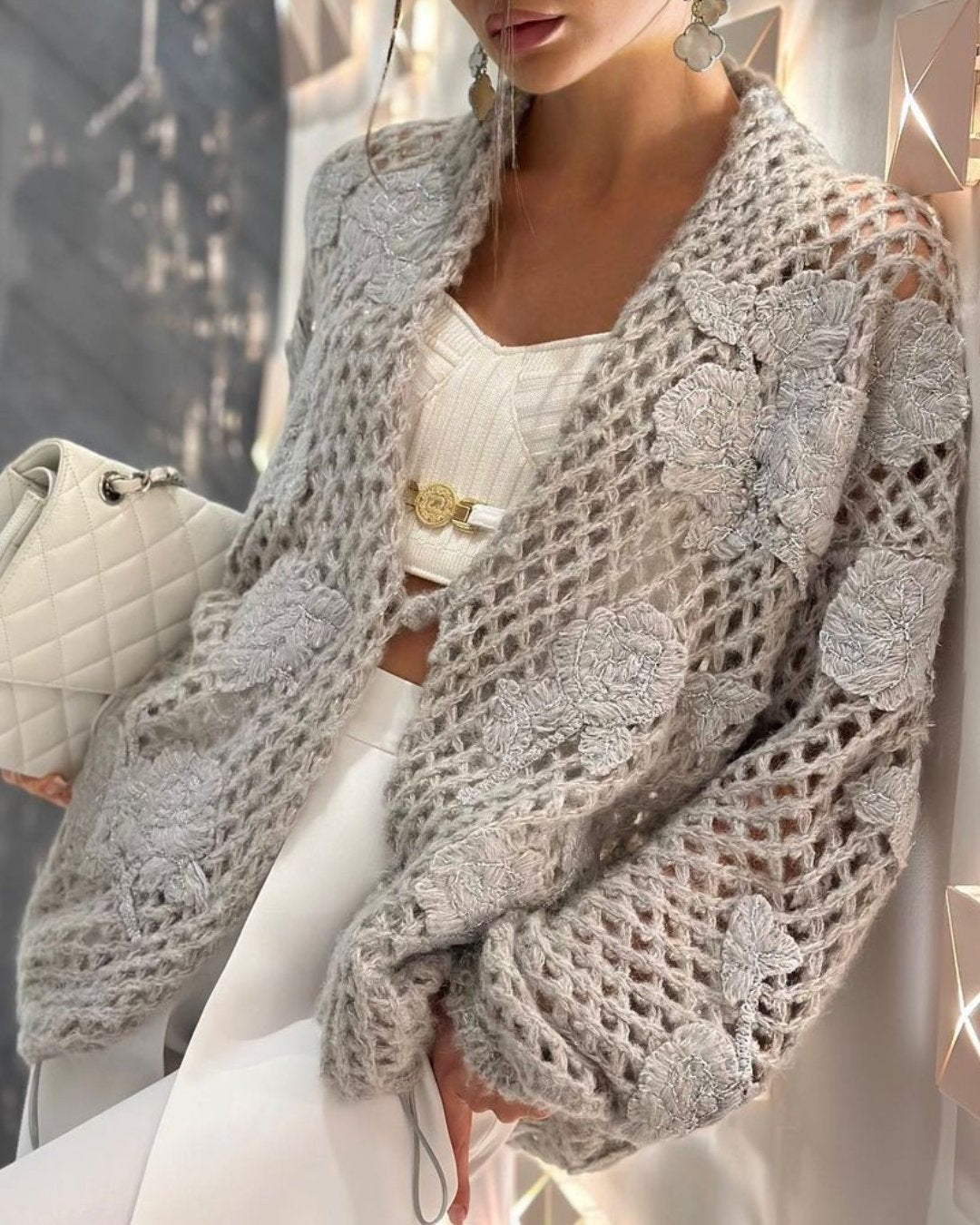 Hand-knitted Openwork Cardigan